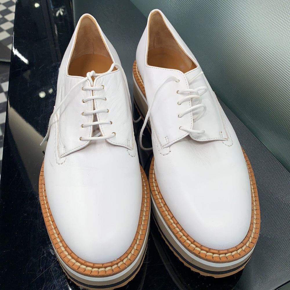 Clergerie Brook Derbies, white lambskin size 9